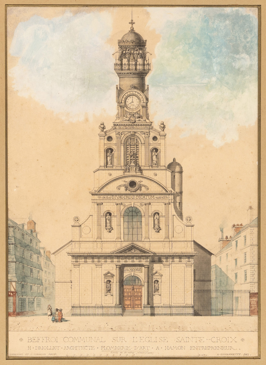 A. Giovanetty. Projet pour le beffroi communal sur l'église Sainte-Croix à Nantes. -photo-2