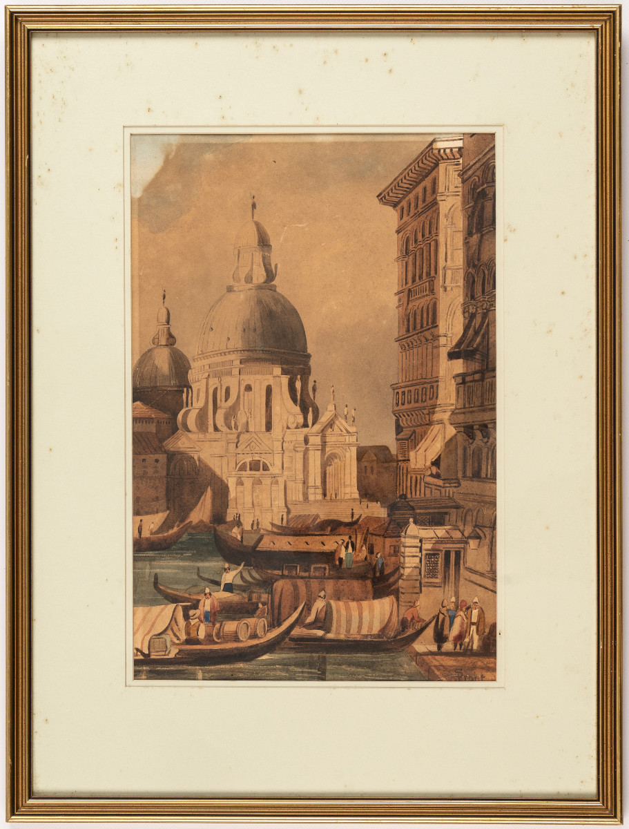 Samuel Prout. Animated Venetian Composition With The Basilica Of Santa Maria Della Salute. -photo-2