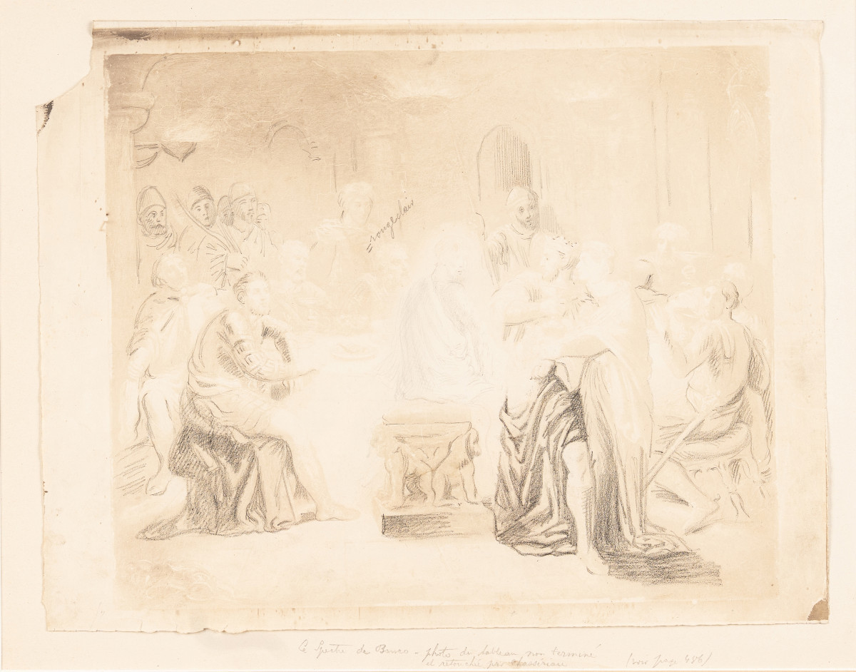 Théodore Chassériau. Le Spectre de Banquo. Dessin préparatoire sur photo, [vers 1854].
