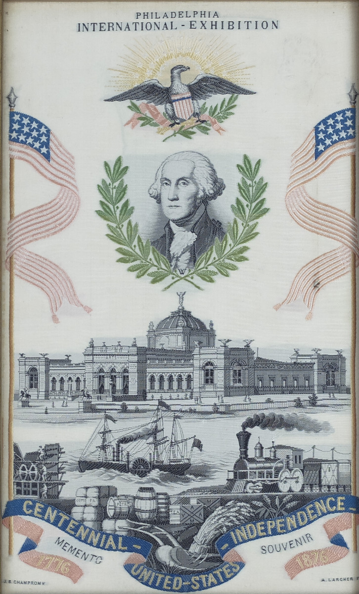 (silk Weaving / Americana). Souvenir From The Philadelphia World's Fair, 1876. -photo-2