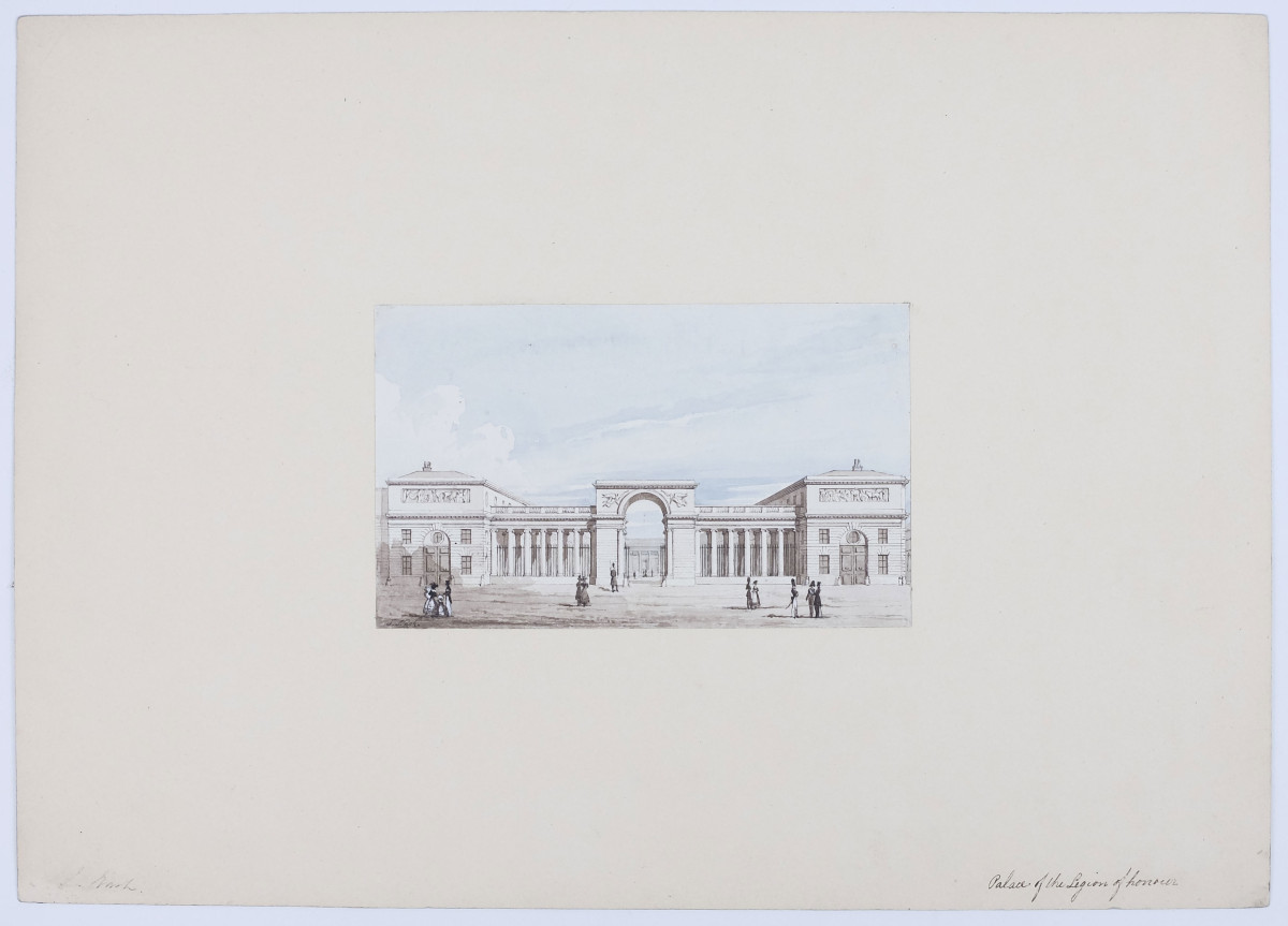 Joseph Nash. Palace Of The Legion Of Honor. Original Watercolor. Around 1830.