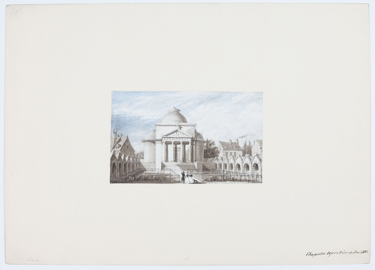 Joseph Nash. Expiatory Chapel Of Louis XVI. Original Watercolor. Circa 1830. 