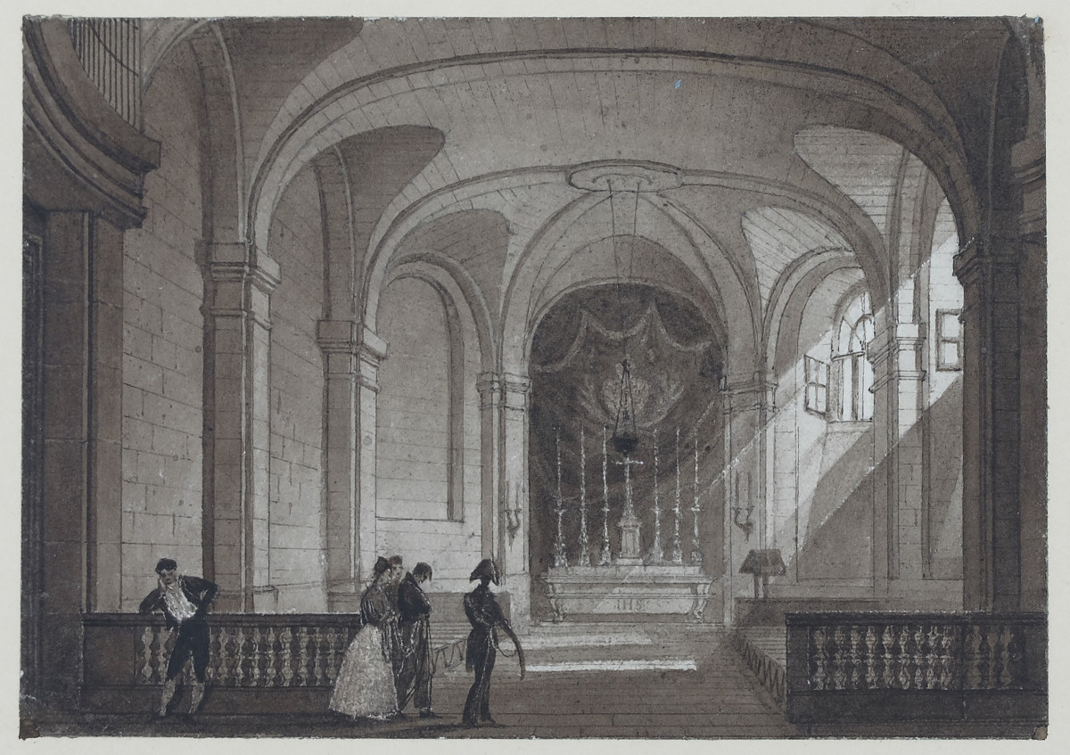 Joseph Nash. Chapelle de la Prison de la Concièrgerie. Aquarelle originale. Vers 1830. -photo-2
