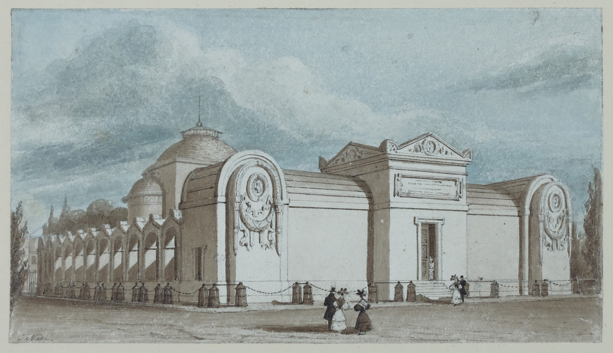 Joseph Nash. Exterior Of The Expiatory Chapel Of Louis XVI. Original Watercolor. Circa 1830. -photo-2