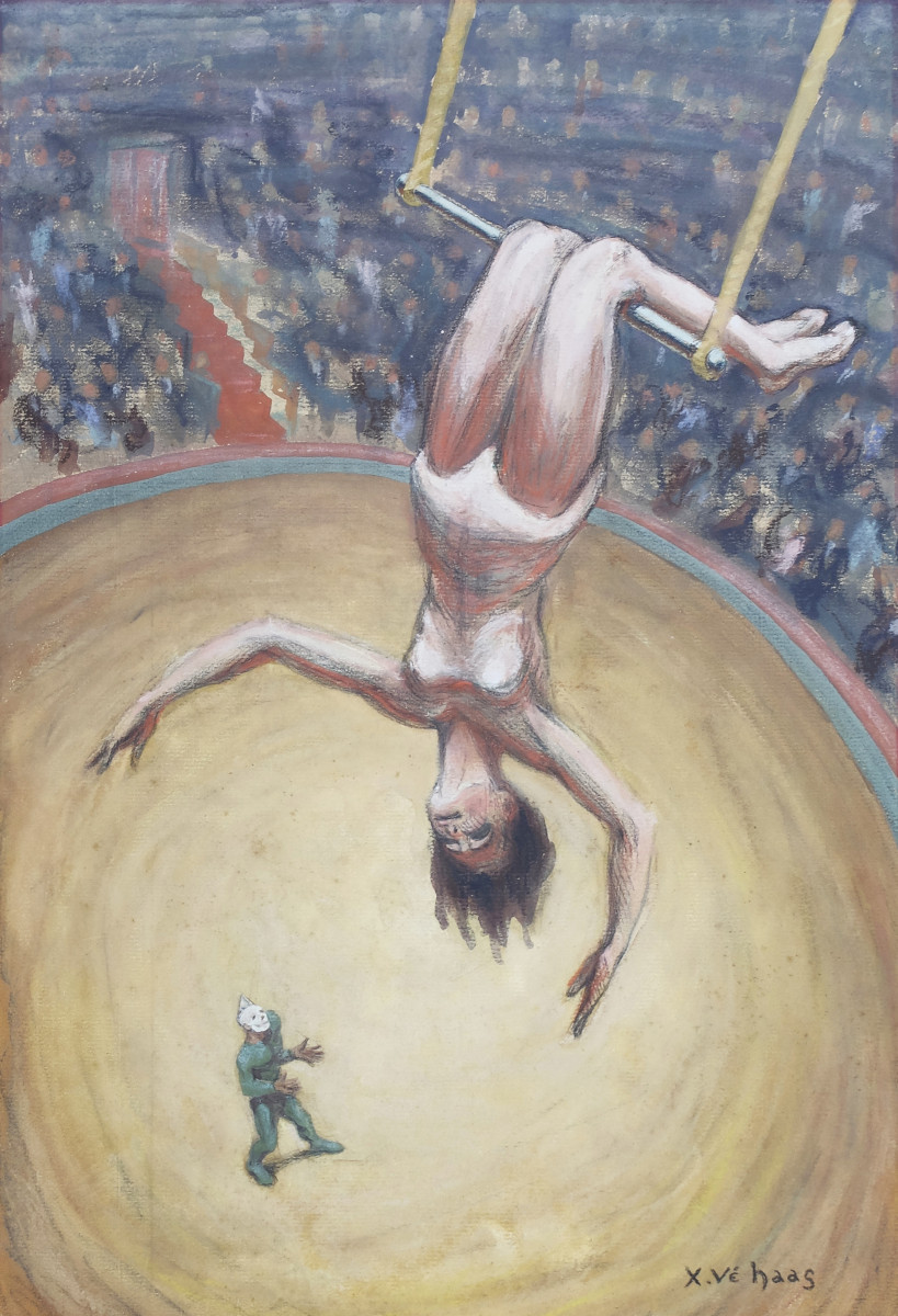 Xavier Haas (1907-1950), Original Pastel Drawing : La Voltigeuse, Signed And Framed-photo-2
