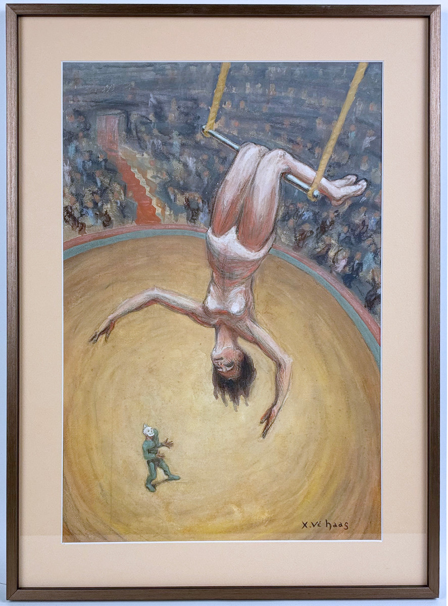 Xavier Haas (1907-1950), Original Pastel Drawing : La Voltigeuse, Signed And Framed