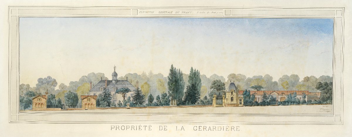 Dessin architecte François Bourgoüin Projet de dépendances La Gérardière Loire-Atlantique 1874