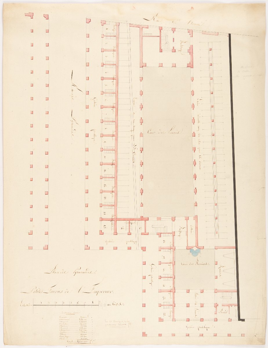 (pierre Fontaine). Designs For The Emperor's Stables On Rue De Rivoli. Two Drawings. [c. 1805]-photo-2
