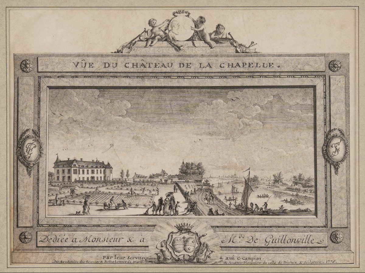 C.m. Campion. Lively View Of The Château De La Chapelle-saint-mesmin And Its Gardens (loiret). 1775. -photo-2