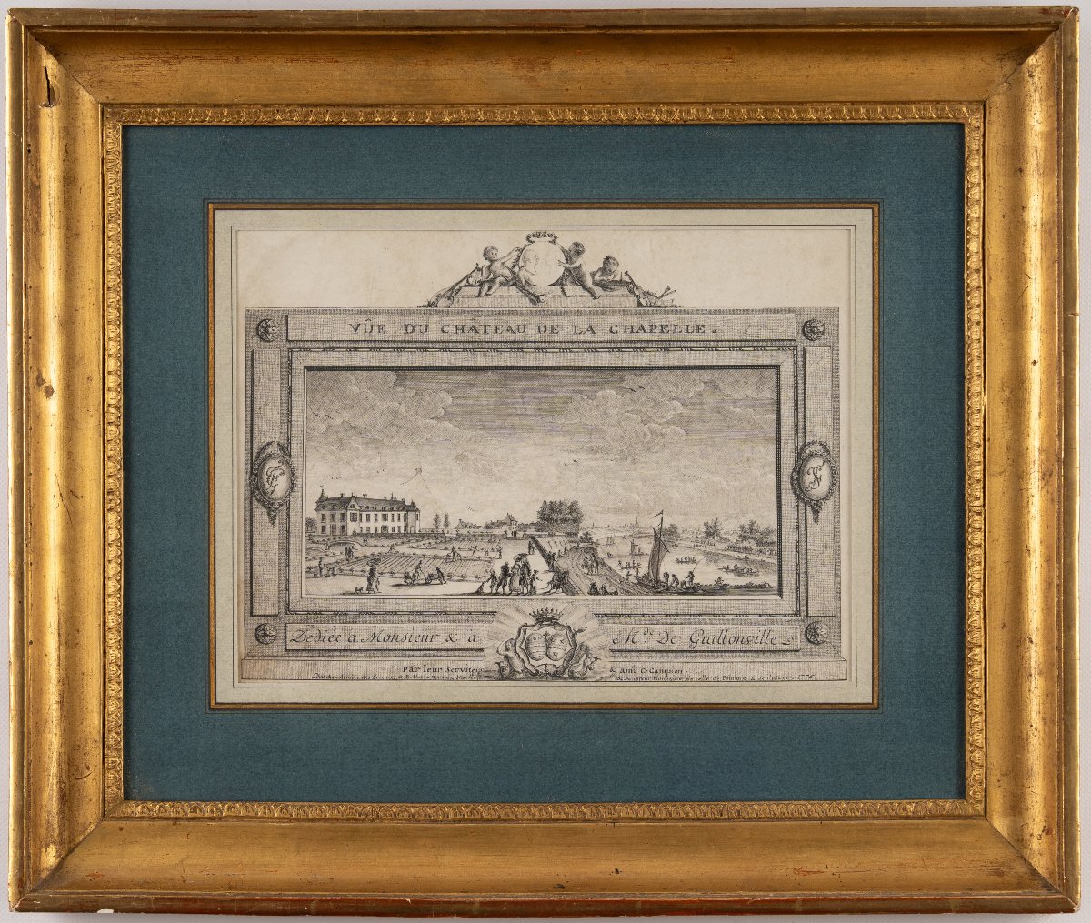 C.m. Campion. Lively View Of The Château De La Chapelle-saint-mesmin And Its Gardens (loiret). 1775. 