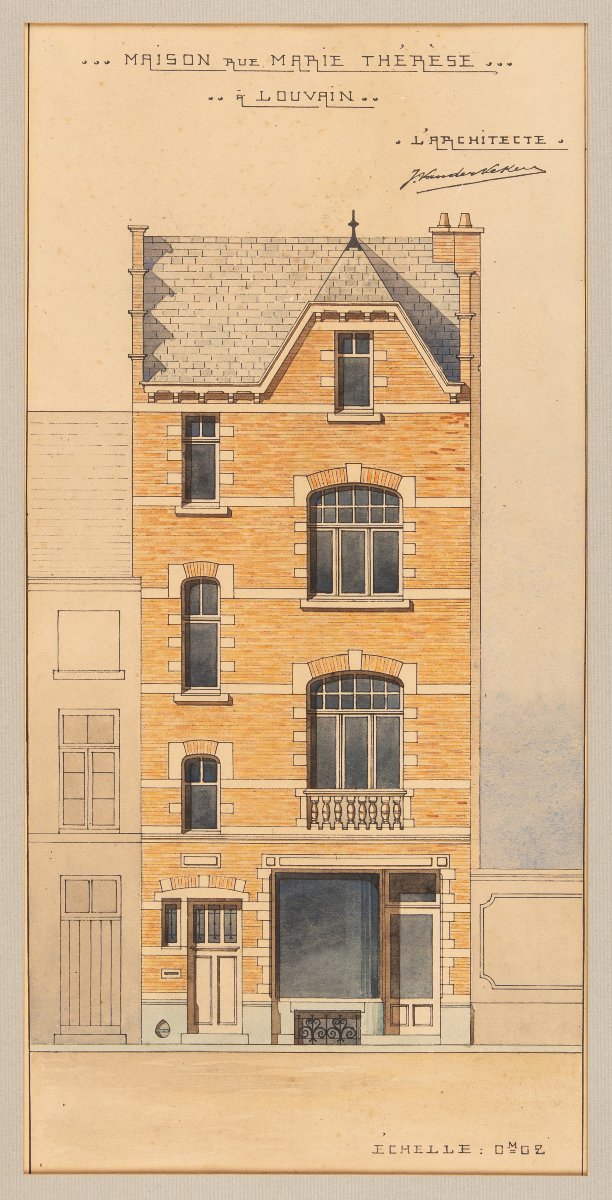 Drawing: “house On Marie Thérèse Street In Leuven” (belgium, Flemish Brabant). [circa 1900–1920].