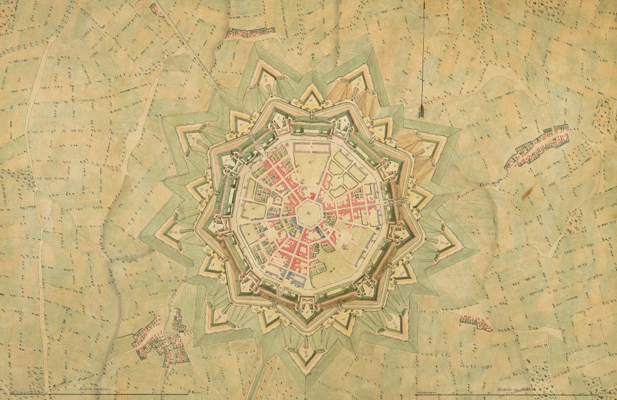 Plan manuscrit : « Plan de Palmanova, Année 1813 » (Italie, région Frioul-Vénétie julienne).