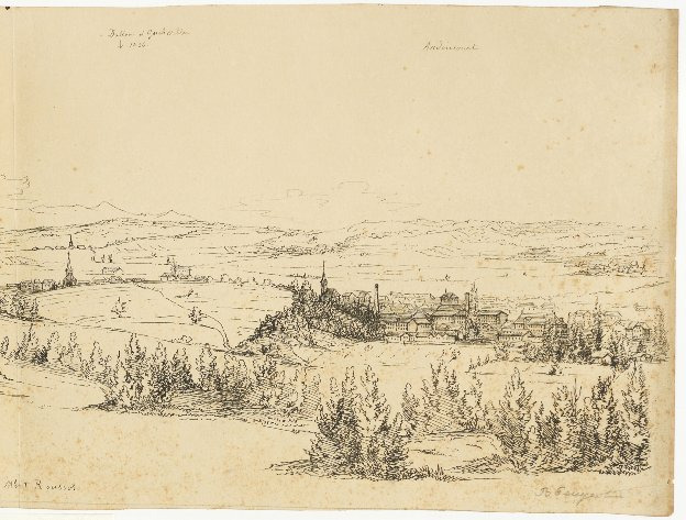 Dessin original fin XIXe : vue de la chaîne des Vosges depuis le mont Roussot -photo-3
