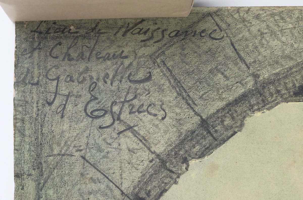 Fernand Combes, Dessin original Ruines du château de Coeuvres, Gabrielle d'Estrées Aisne-photo-2