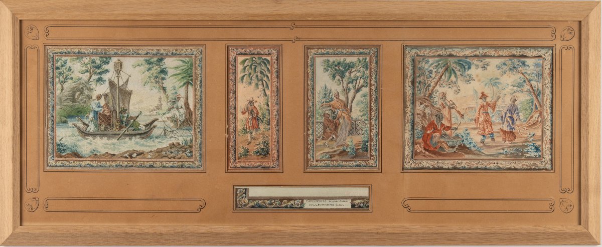 Tapisseries du grand Salon du Château de la Bussonnière (Maresché, Sarthe). [XIXe siècle].