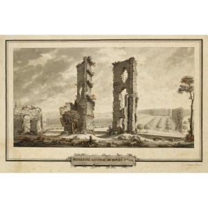 Ruines du Château féodal de Boves, Somme, Dessin d'Auguste Joron, XIXe Siècle