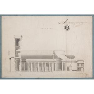 Christophe Crépet, “section Along The Length” Of The Church Of La Guillotière [in Lyon], 1835