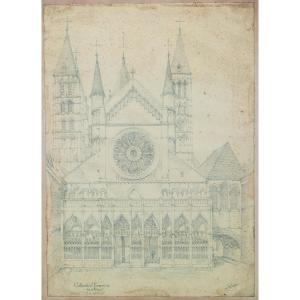 James Swan (1864-1940). Cathédrale Notre-Dame de Tournai. Deux dessins. (1900). 