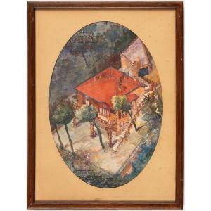 Paul Lajoie. Vue de la Villa Marijo à Èze (Alpes-Maritimes), Côte d'Azur, 1933.