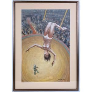 Xavier Haas (1907-1950), Original Pastel Drawing : La Voltigeuse, Signed And Framed