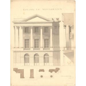 Dessin original Beaux-arts de Rennes : Pavillon Dufour château de Versailles c1930