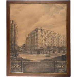 La Rochelle, Art Deco Architectural Drawing By Louis Mandon-joly, 1929, Investment Property Design