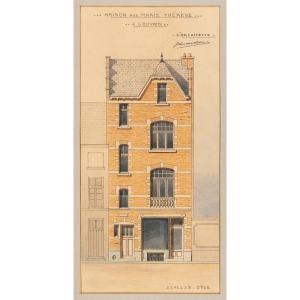 Drawing: “house On Marie Thérèse Street In Leuven” (belgium, Flemish Brabant). [circa 1900–1920].