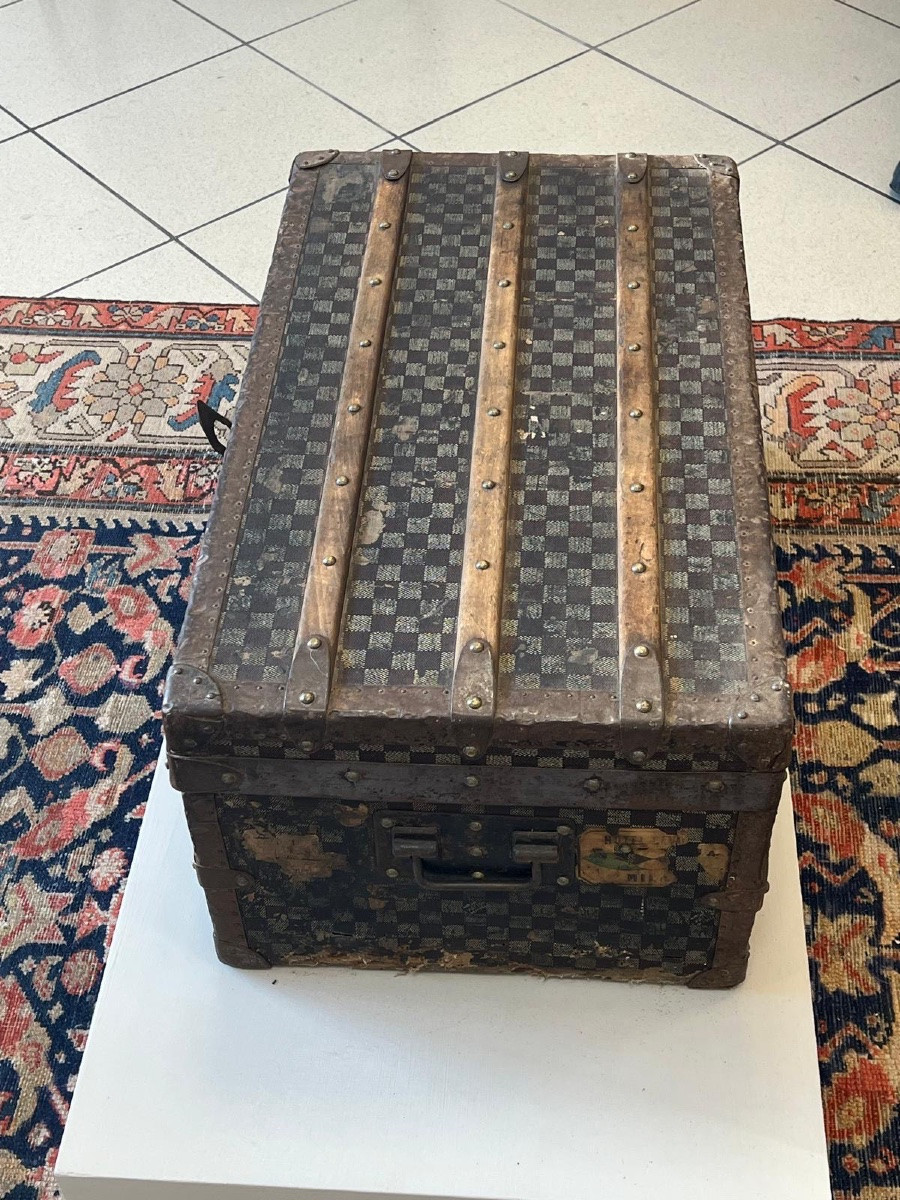 Antique Original Travel Trunk Late '800 / Early '900 - Louis Vuitton Damier Style-photo-2