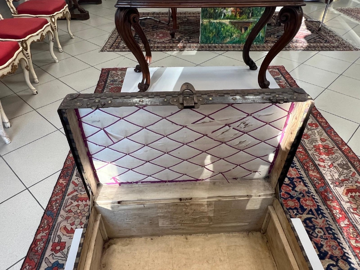Antique Original Travel Trunk Late '800 / Early '900 - Louis Vuitton Damier Style-photo-4