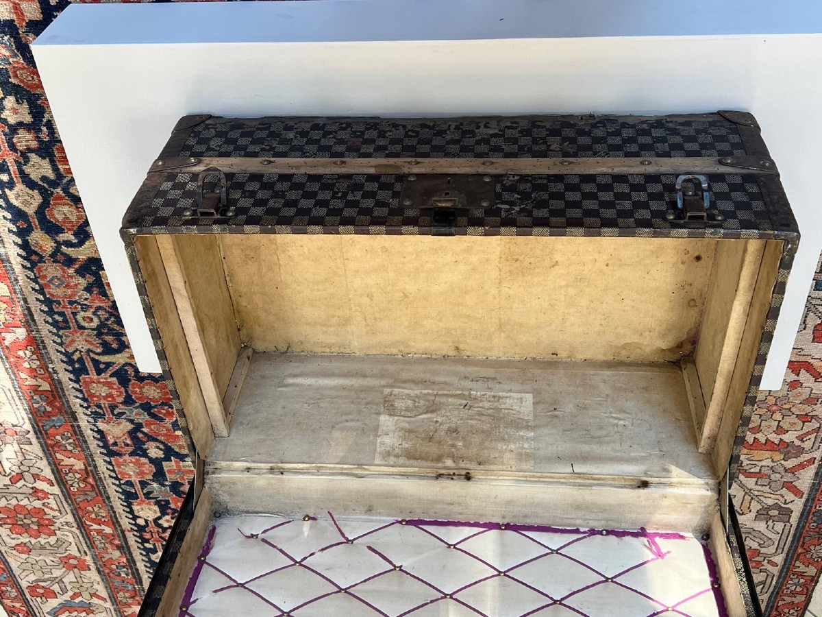 Antique Original Travel Trunk Late '800 / Early '900 - Louis Vuitton Damier Style-photo-6