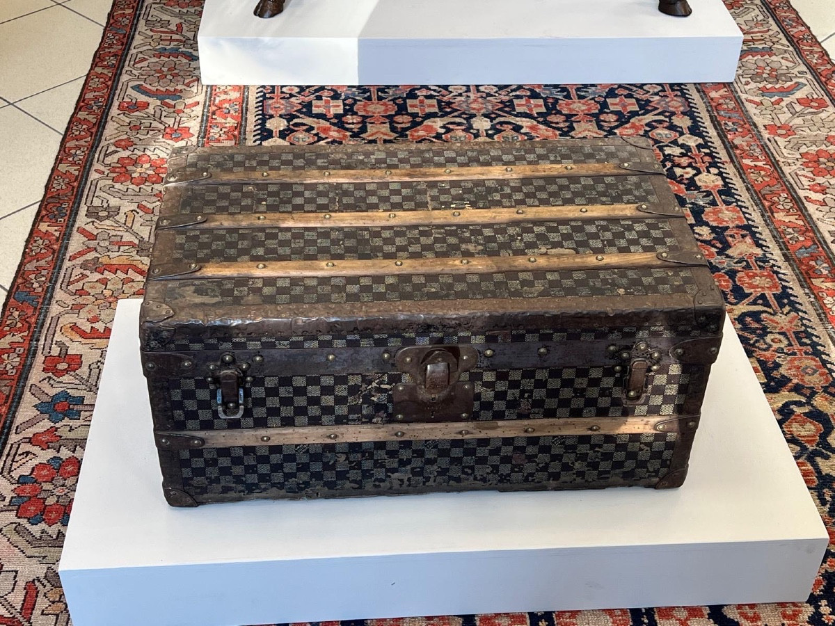 Antique Original Travel Trunk Late '800 / Early '900 - Louis Vuitton Damier Style