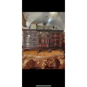 Stipo Sicilian Monetiere XVII Century Ebony Wood Golden Bronzes Palermo