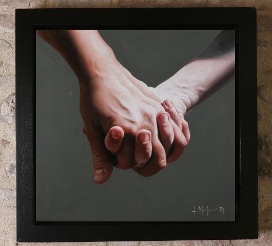 Oil On Canvas “hold Me” By Filippo Manfroni On The Border With Hyperrealism Context Art Miami-photo-2