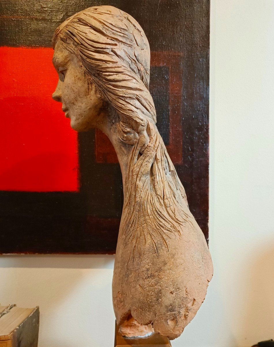 Sculpture Féminine En Terre Cuite De 1976 De Vincenzo Brunetti Formé atelier d'Arnaldo Pomodoro-photo-4