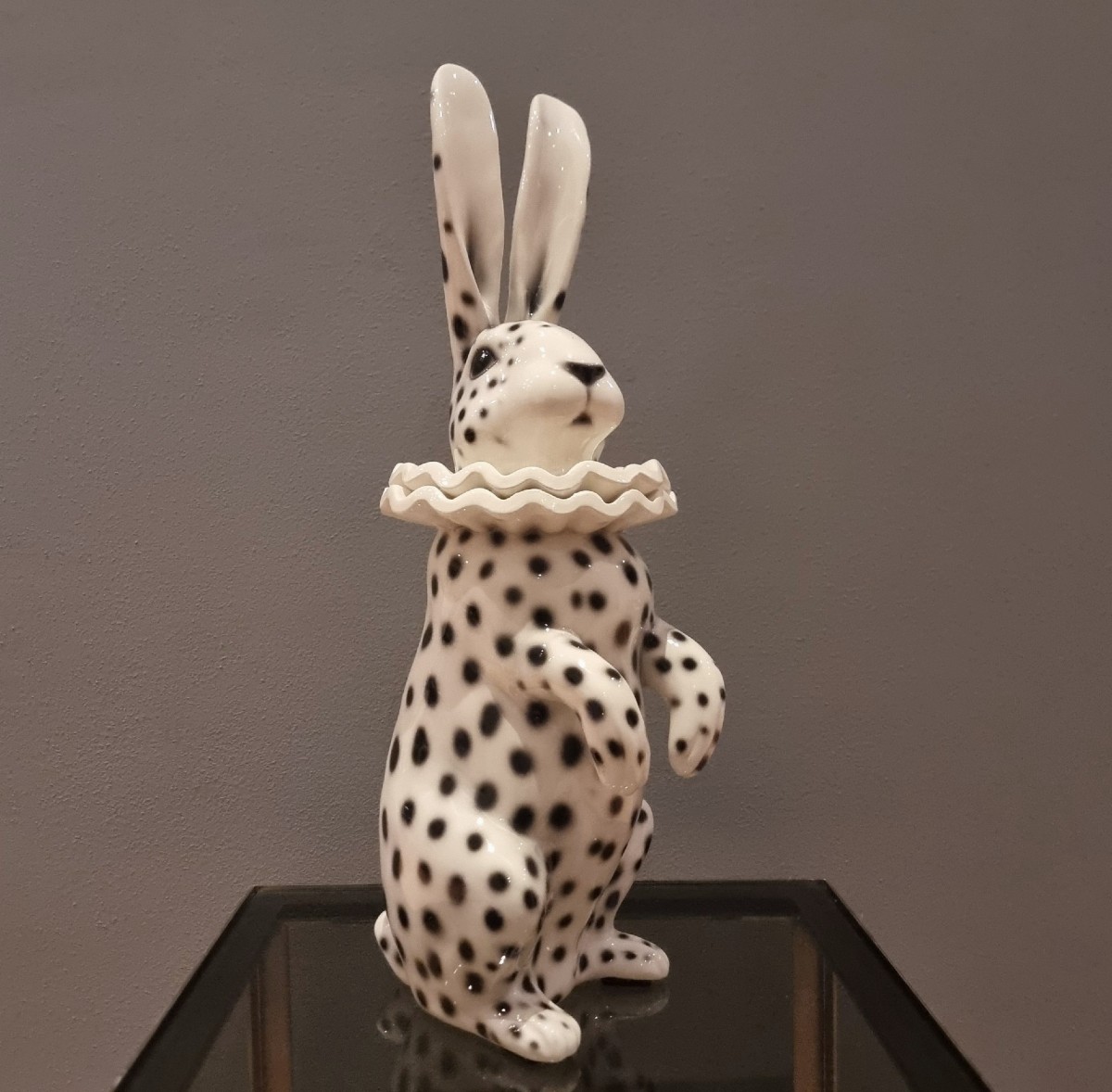 Painted Ceramic Rabbit With Pierrot Costume: Playful And Refined Elegance-photo-8
