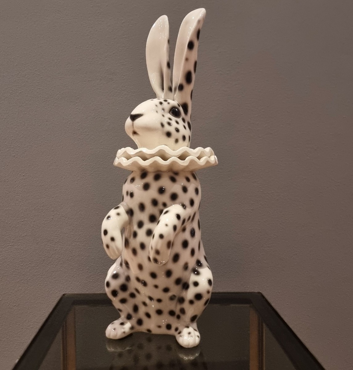 Painted Ceramic Rabbit With Pierrot Costume: Playful And Refined Elegance