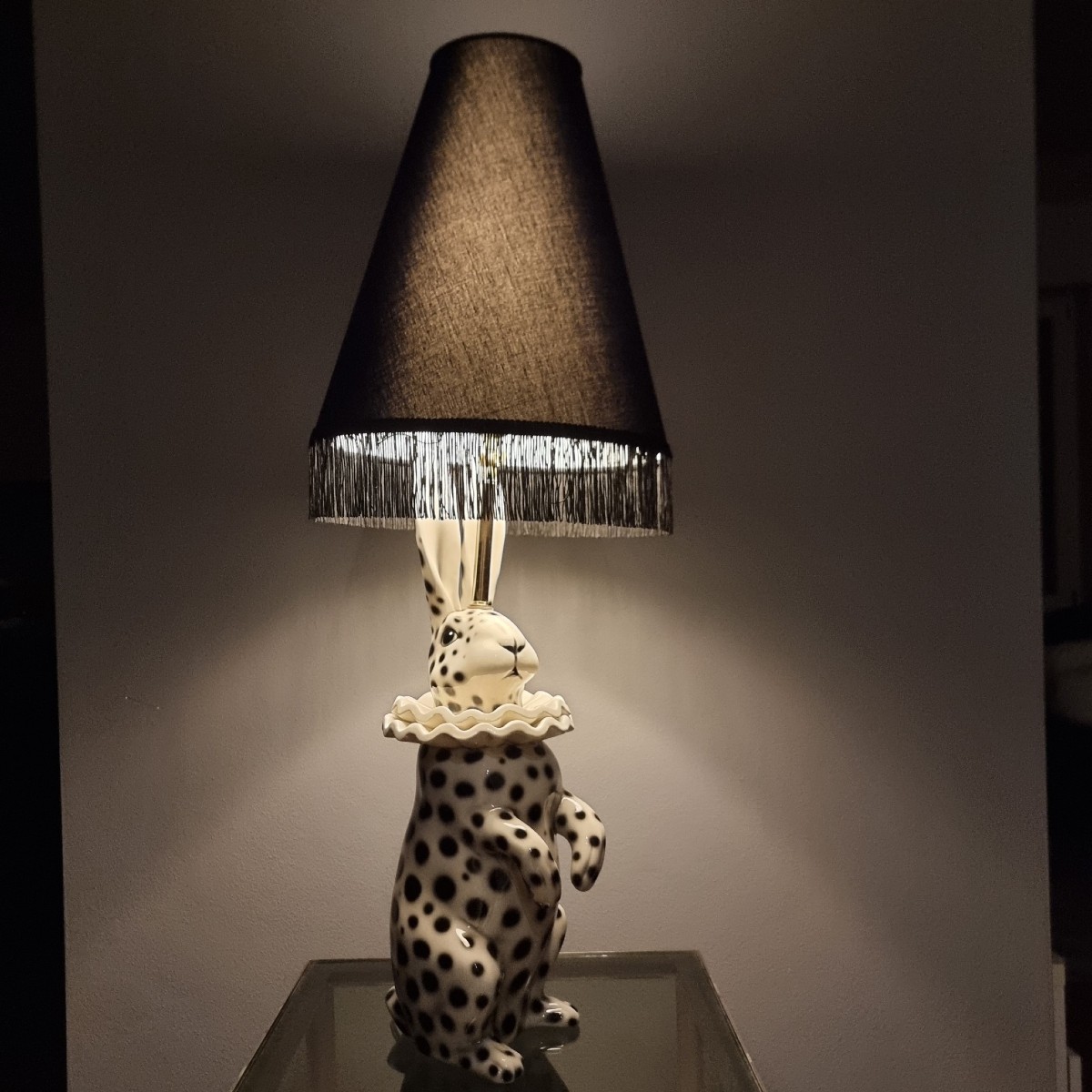 Painted Ceramic Bunny Lamp Pierrot