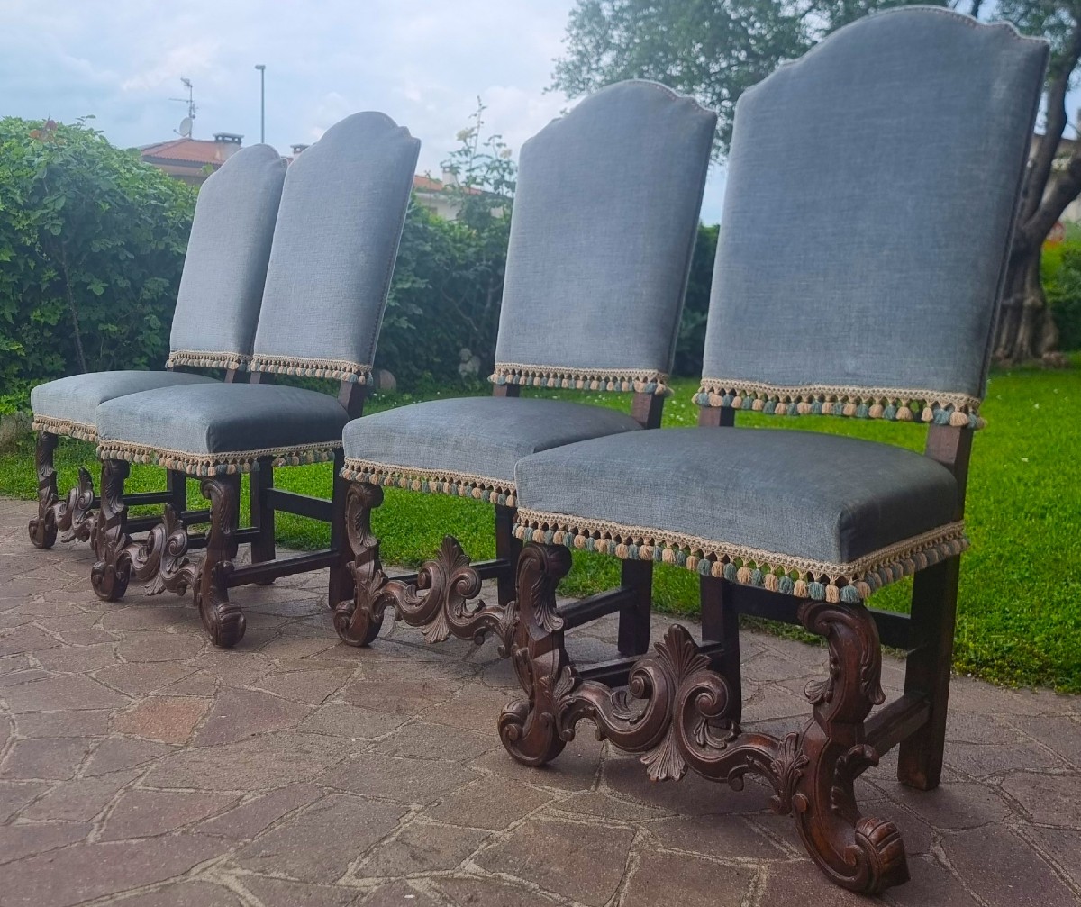 4 Chaises Baroques Du XIXe Siècle – élégance D’un Palais Noble-photo-3