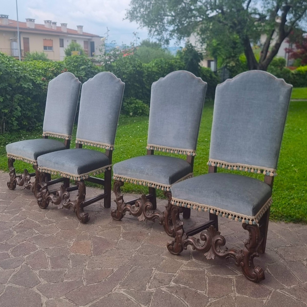 4 Chaises Baroques Du XIXe Siècle – élégance D’un Palais Noble