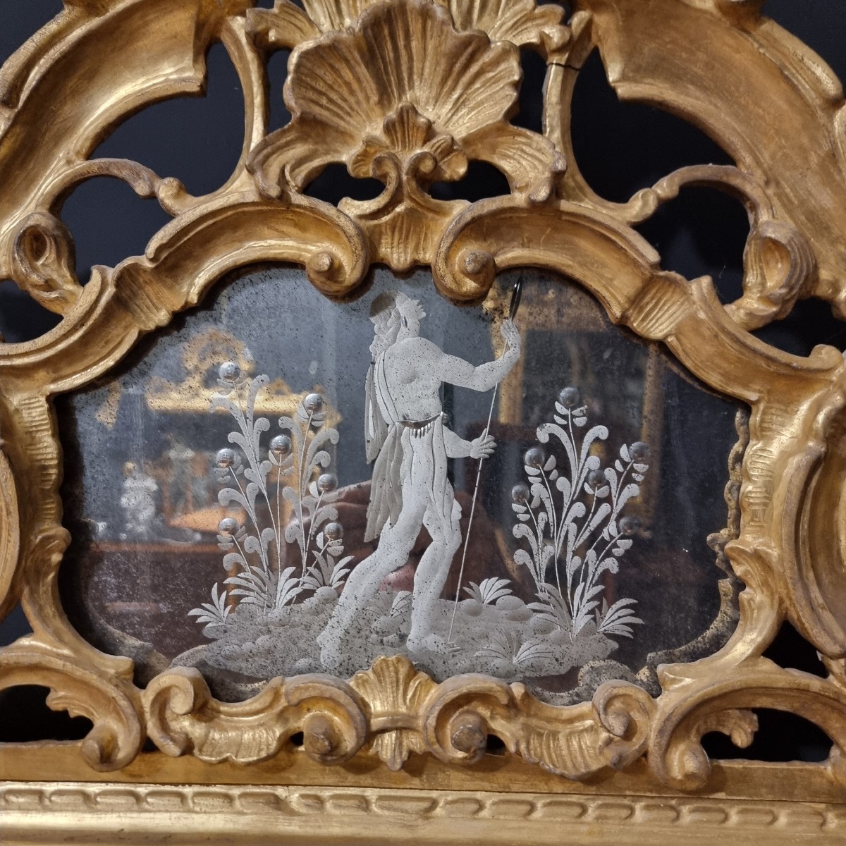 Paire de miroirs vénitiens de 1850 : élégance noble pour intérieurs prestigieux-photo-1