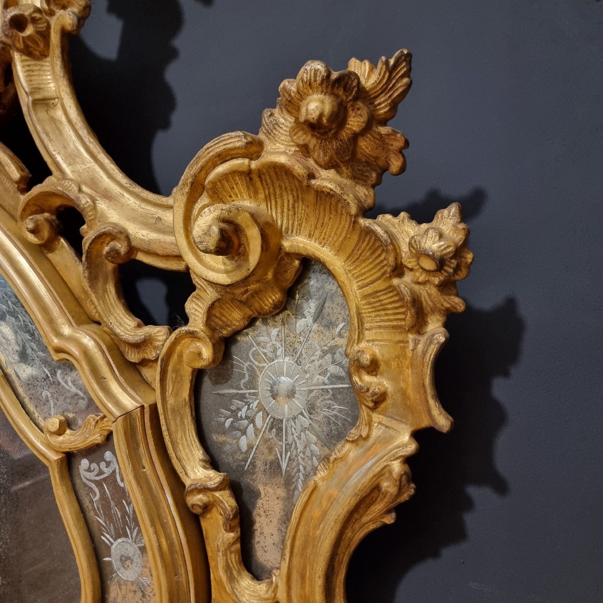 Paire de miroirs vénitiens de 1850 de grand taille-photo-4