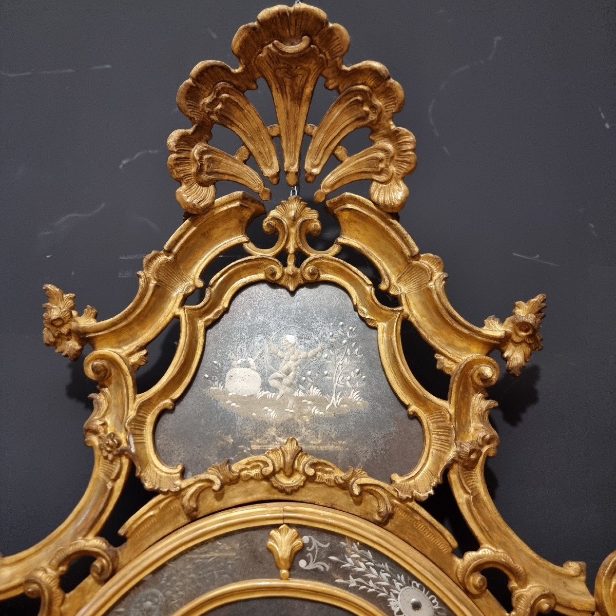 Paire de miroirs vénitiens de 1850 de grand taille-photo-5