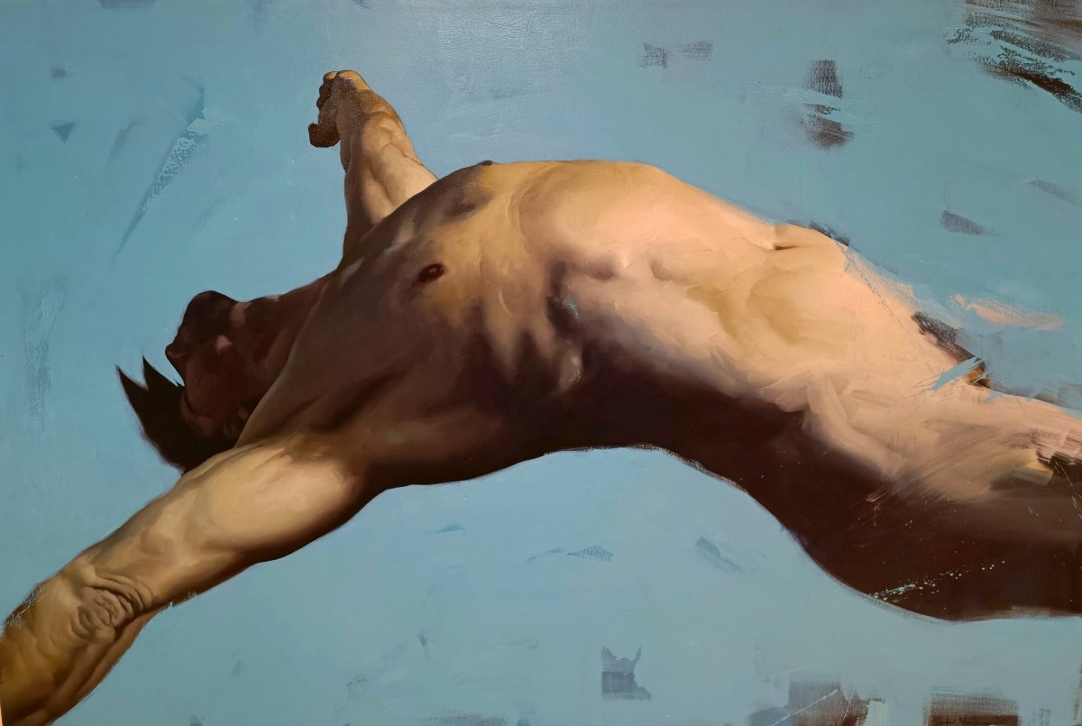 Oil On Canvas "deep Blue" - A Hyperrealistic Masterpiece By Filippo Manfroni -photo-3