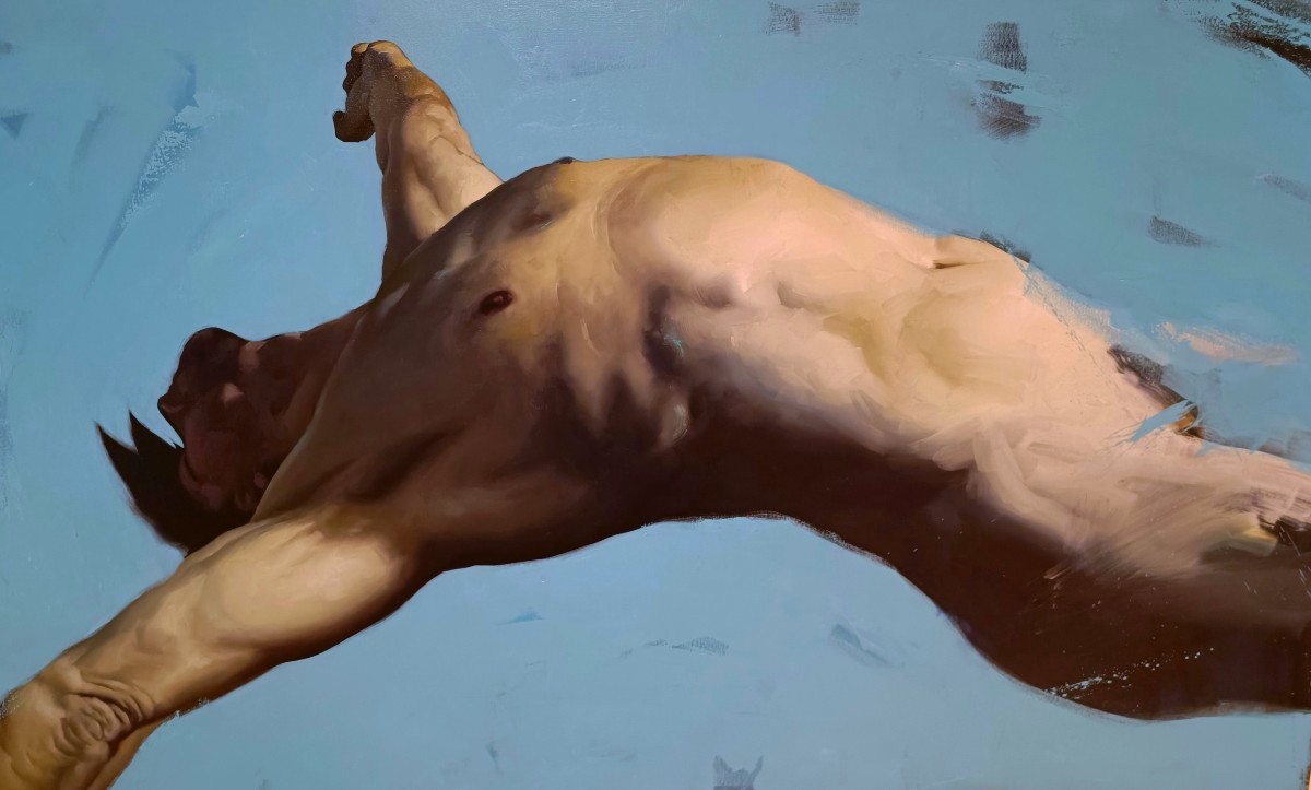 Oil On Canvas "deep Blue" - A Hyperrealistic Masterpiece By Filippo Manfroni -photo-4