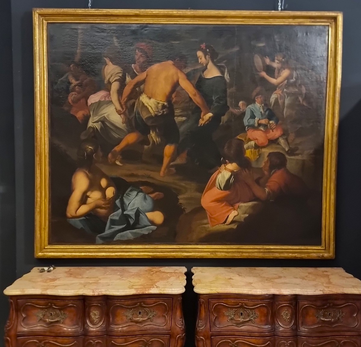 Oil On Canvas Pastoral Scene With Musicians – School Of Francesco Guarini (1611‑1654)-photo-5