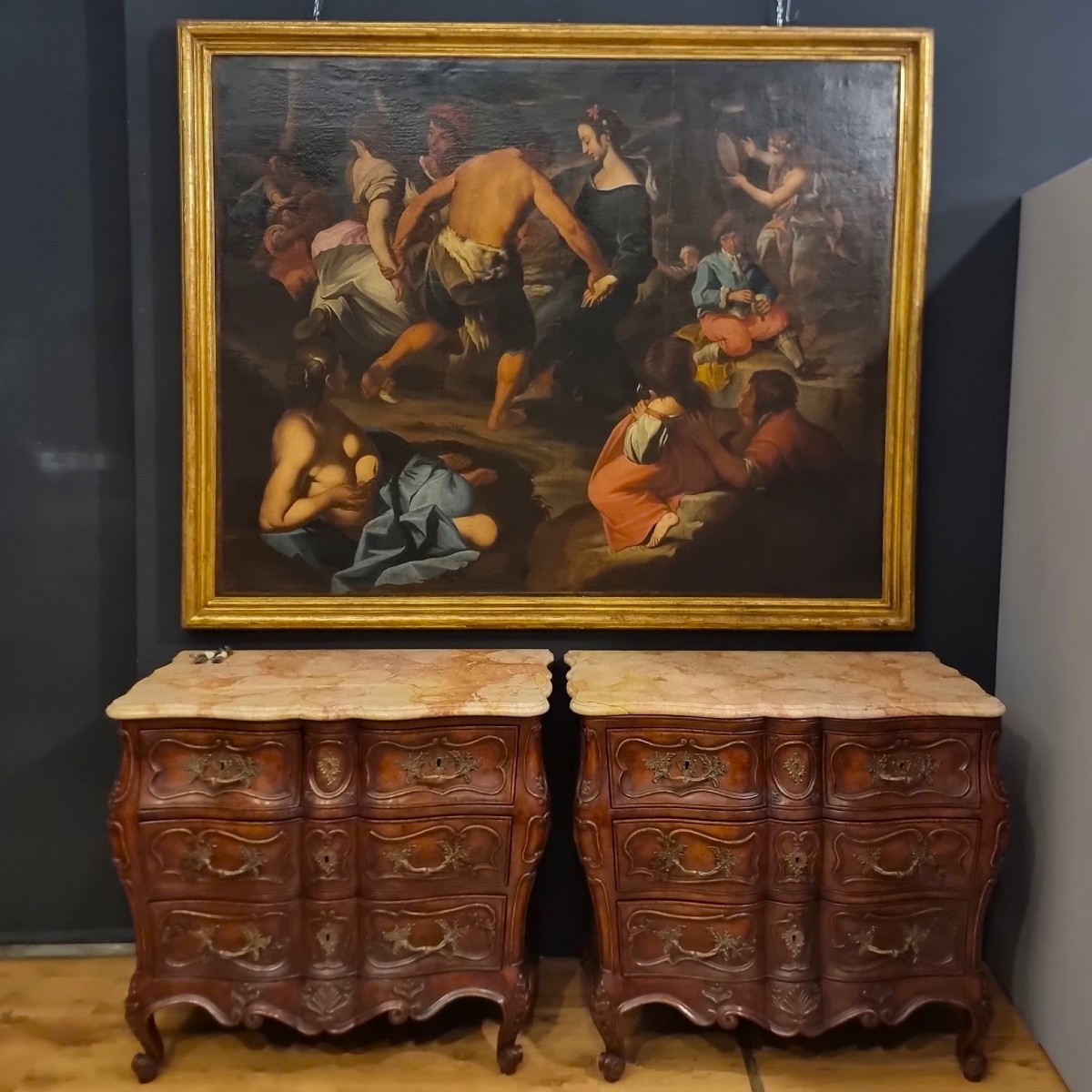 Oil On Canvas Pastoral Scene With Musicians – School Of Francesco Guarini (1611‑1654)