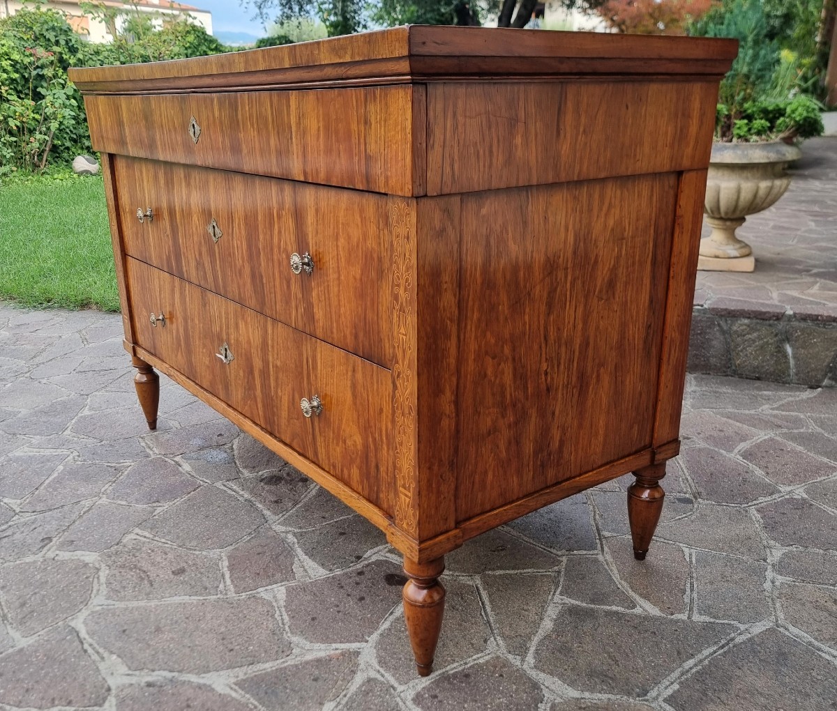 Commode faentine en noyer Charles X 1810-photo-1