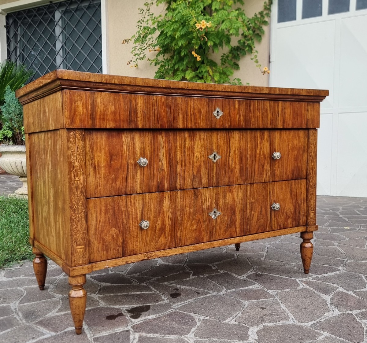 Commode faentine en noyer Charles X 1810-photo-4