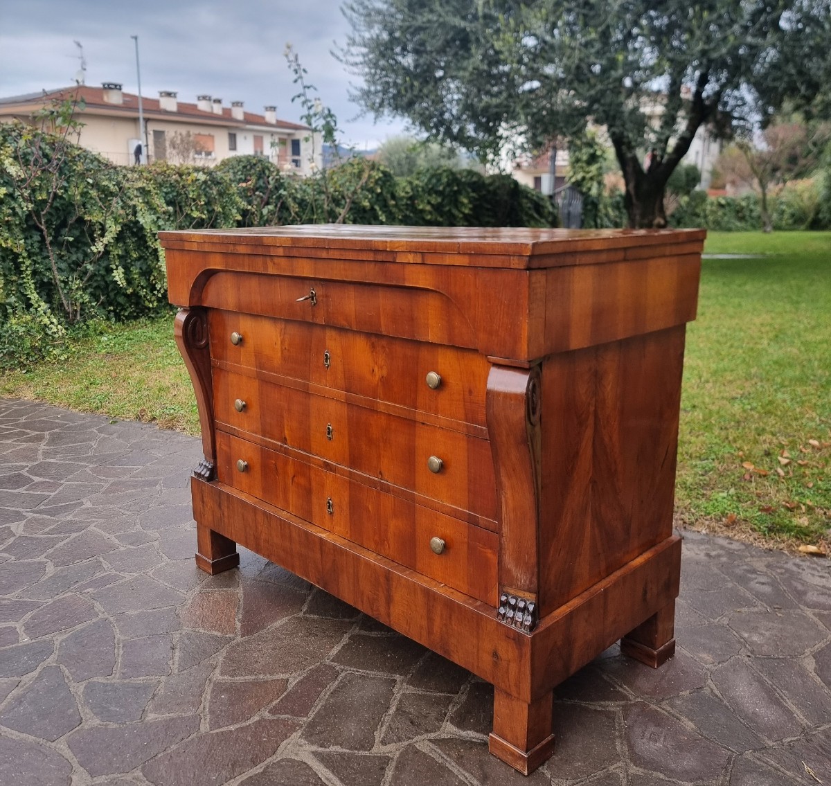 1830 Empire Chest Of Drawers In Veneered Walnut-photo-4