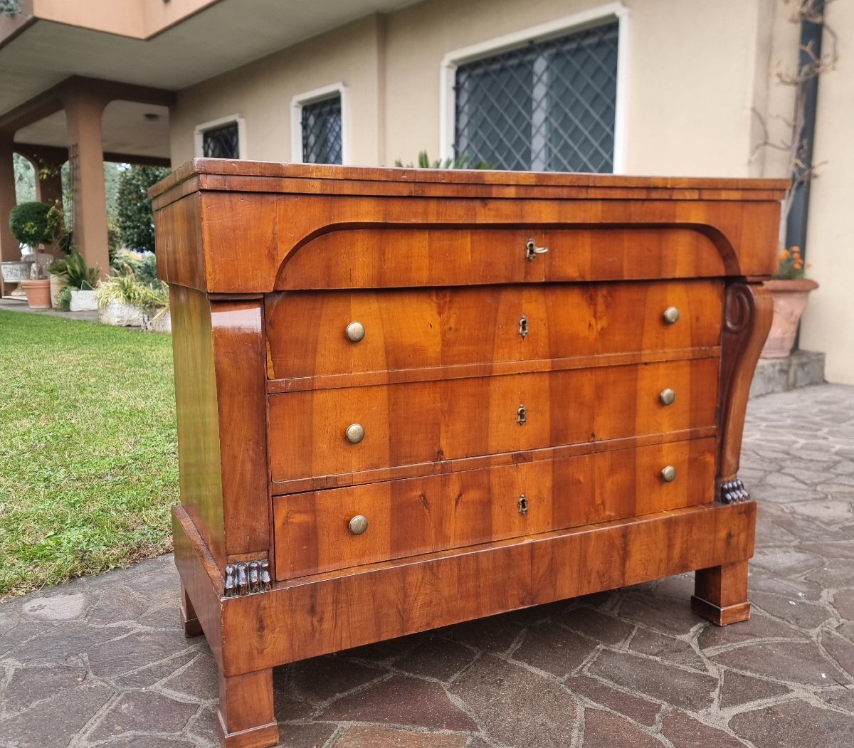 1830 Empire Chest Of Drawers In Veneered Walnut-photo-1
